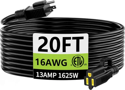 Vista 60 de HUANCHAIN Cable de extensión negro para interiores y exteriores, 3 pies, impermeable, calibre 16/3, flexible, resistente al frío, cable de extensión