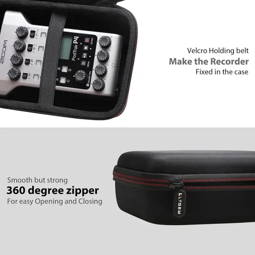 Vista 5 de LTGEM - Funda rígida de viaje compatible con grabadora de podcasts Zoom PodTrak P4