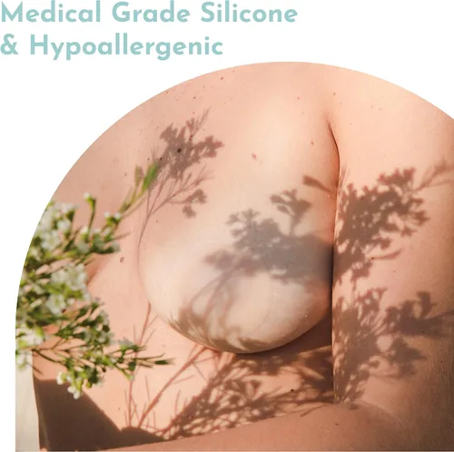Vista 4 de Cubiertas para pezones 2.4 in para pezones para mujer Silicona adhesiva reutilizable, lavable, impermeable, bordes finos