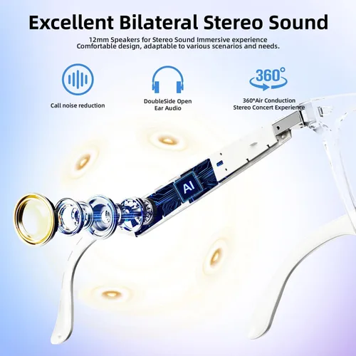 Vista 4 de Lentes inteligentes, gafas Bluetooth para hombres y mujeres, protección UV, traducción en tiempo real con más de 144 idiomas, gafas AI con chat GPT