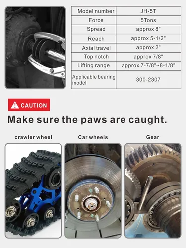 Vista 2 de Extractor de engranajes hidráulico, extractor hidráulico de capacidad máxima de 5 toneladas, separador de cubo de rodamiento de 2 o 3 mordazas