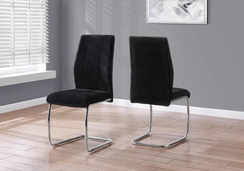 Vista 2 de Monarch Specialties SILLA - 2 unidades/39 pulgadas de alto/terciopelo negro/silla de comedor cromada