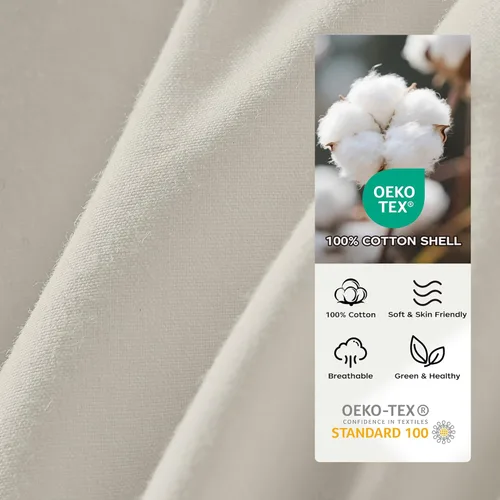 Vista 4 de puredown® Edredón de Fibra de Plumón de Ganso Tamaño Twin, Todas las Estaciones, 100% Algodón, Relleno de Edredón Calidez Media, Suave como Nube