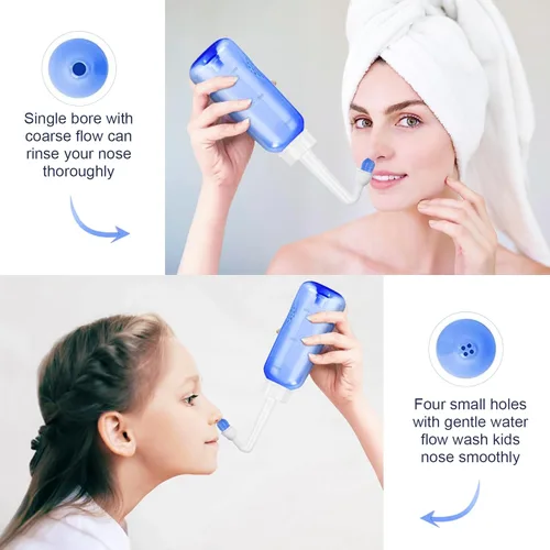 Vista 3 de Neti Pot Sinus Rinse Bottle - Gentle Nasal Wash Bottle Nose Cleaner for Effective Pressure Irrigatio 300 ML with 20 Nasal Wash Salt Packets