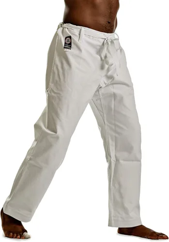 Vista 2 de Ronin - Pantalones de karate pesados, color negro, blanco o camuflaje, 100% algodón, 12 onzas, cintura tradicional con cordón, Blanco