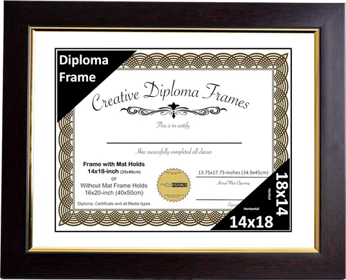 Vista 51 de Creative Picture Frames Marco de diploma de caoba de 7 x 9 pulgadas con borde dorado, incluye caballete de vidrio negro y ganchos de pared