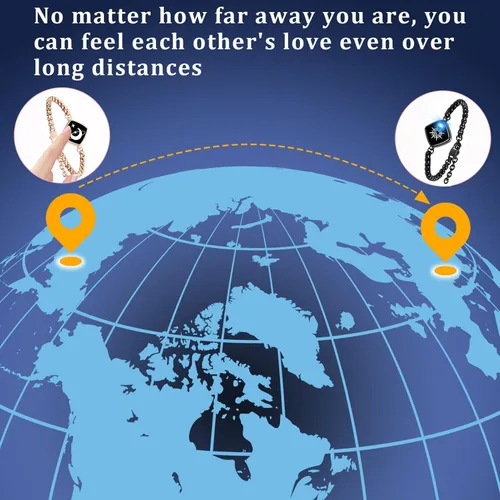 Vista 3 de Pulseras táctiles de larga distancia, pulseras de vibración e iluminación para parejas, pulsera inteligente a juego para parejas, relaciones