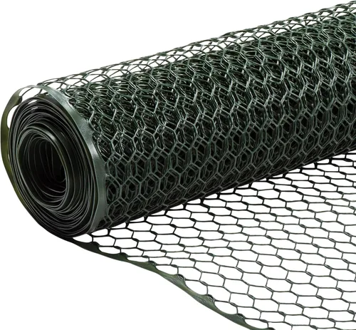 Vista 11 de Boen Malla hexagonal de plástico para aves de corral, barrera temporal de alambre de pollo para patio (2 x 25 pies, negro)