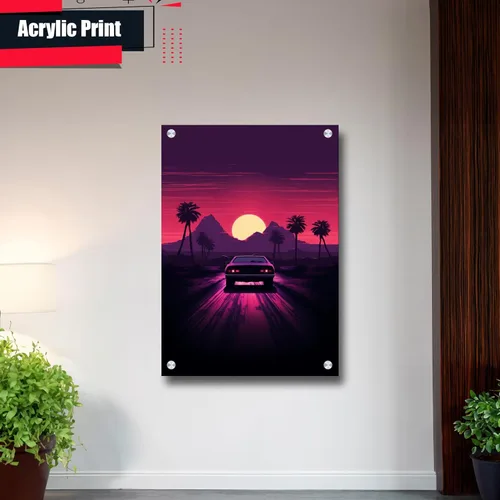 Vista 3 de Unique Synthwave Style Retro Art, 80s style art, framed poster print, guest room art, cool living room art, Art Print, poster Prints