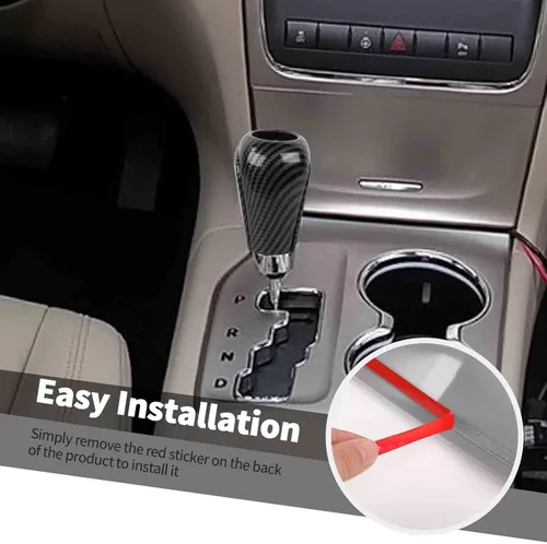 Vista 6 de Jimen Compatible con Jeep Grand Cherokee 2011-2013, 3 piezas de cubierta de perilla de palanca de cambios accesorios interiores (fibra de carbono)