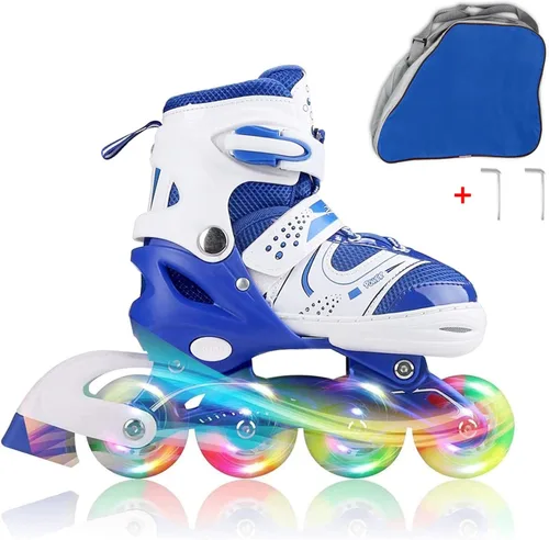 Adjustable Inline Skates for Kids Ages 4–12, Light Up Wheels, Beginner Roller Skates for Boys & Girls, Outdoor & Indoor Skating Gift