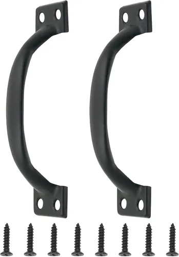 Jiozermi 2 manijas rústicas de puerta de 4 pulgadas con tornillo, color negro