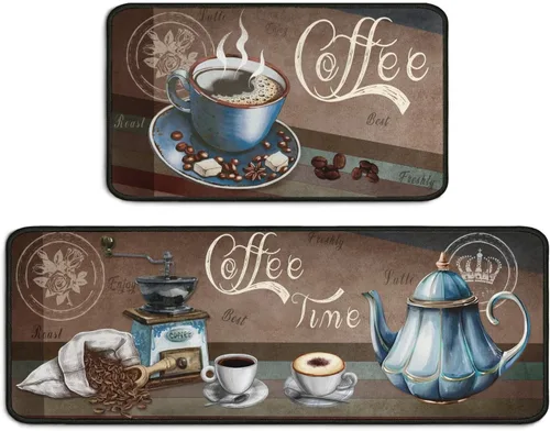 Vista 12 de Juego de 2 alfombras de cocina en blanco y negro con temática de reglas de cocina, antideslizantes, 2 piezas para piso, lavables, absorbentes