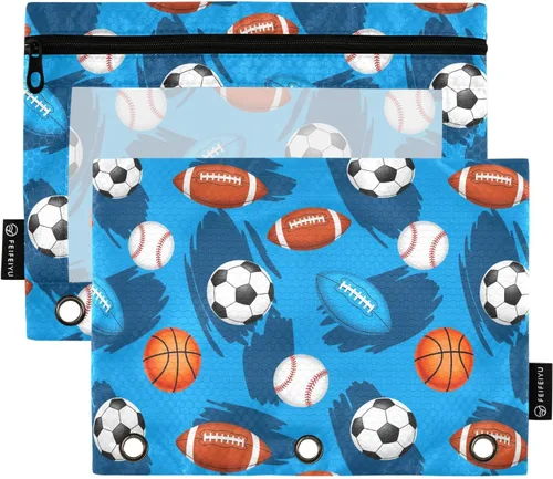 Vista 33 de Baseball White Pencil Pouch for 3 Ring Binder 2 Pack Binder Pencil Pouches Zippered Clear Pencil Case Cosmetic Bag for Office School College Supplies