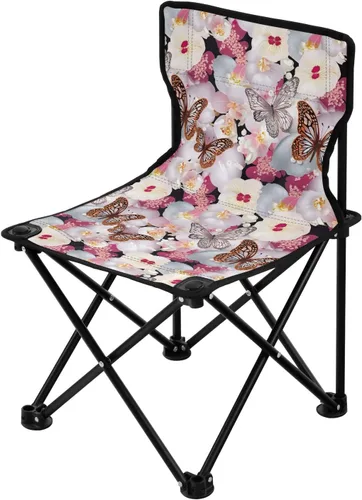 Vista 4 de Outdoor Folding Butterfly Orchids Camping Chairs for Adults Portable Camping Chair Lightweight Lawn Chair 202a3083