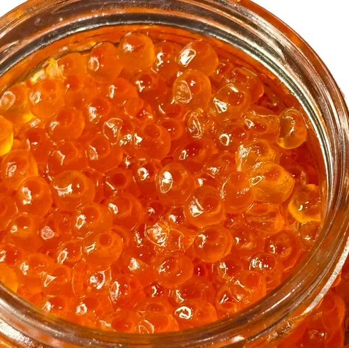 Vista 2 de Alaskan Salmon Roe – Malossol – Naturally Light Salt, Red Caviar, Ikura, Chilled Gourmet Seafood, 4.23 oz 120 g, pack of 2