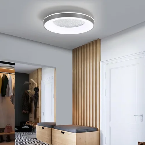 Vista 8 de Lámpara de techo de montaje empotrado de 39 pulgadas, moderna lámpara LED de techo regulable con control remoto, luces de techo negras