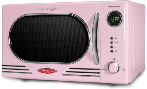 Vista 29 de Nostalgia Retro - Horno de microondas de 1000W, capacidad de 1.1 pies cúbicos – Bloqueo de seguridad para niños, 8 configuraciones de cocción