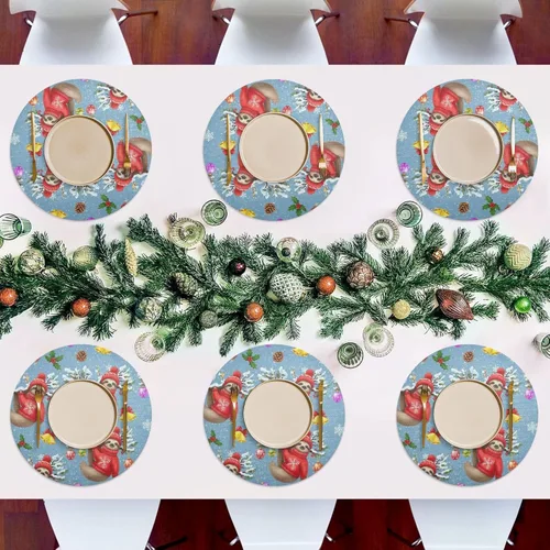 Vista 7 de Cute Sloth Red Dining Room Table Placemats, Non Slip Placemats Round Washable for Kitchen Table one sizex1
