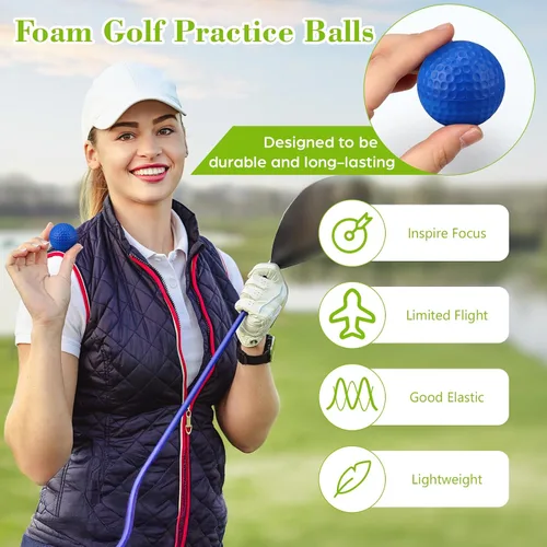 Vista 3 de 30 bolas de espuma para práctica de golf, bolas de espuma suave para práctica de golf, sensación realista y entrenamiento deportivo de vuelo