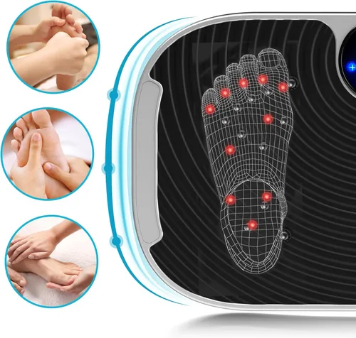 Vista 4 de AXV Máquina de ejercicios con placa de vibración, entrenamiento de cuerpo entero, plataforma de fitness, máquina de drenaje linfático para pérdida
