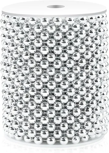 Vista 10 de Guirnalda de perlas de 0.236 in, guirnalda de perlas de imitación de oro de 66 pies, rollo de guirnalda de perlas de imitación, decoración de fiesta