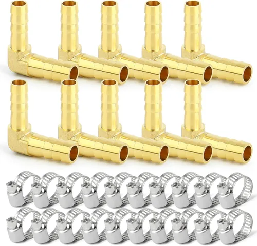 Vista 34 de GASHER 2 Piezas de Conector de Espiga de Manguera de Latón, Conector de Manguera de 3 Vías en T (3/4" x 3/4" x 3/4" Espiga de Manguera) con 6