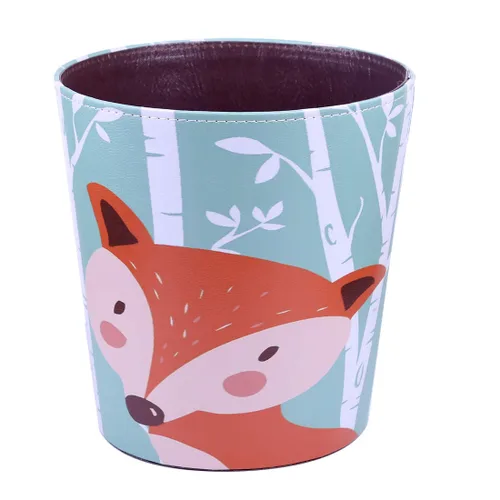 Vista 19 de Cubo de basura de 2.64 galones, cesta de basura decorativa, cesta de papel de piel sintética, bote de basura impermeable para baño, dormitorio, Cat-2