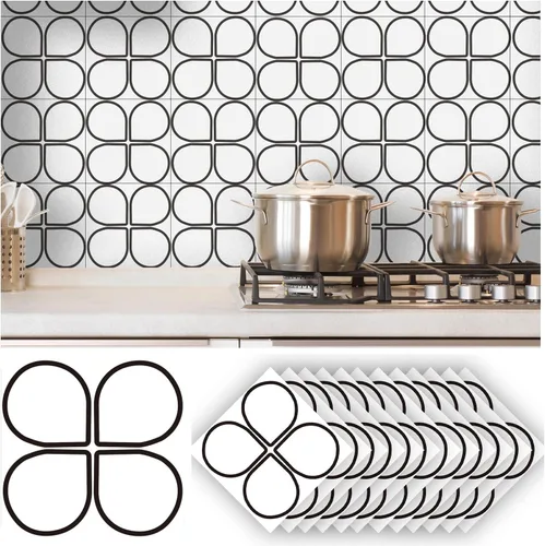 Vista 9 de Alwayspon 24 calcomanías mate para azulejos de pared, despegar y pegar, calcomanías de vinilo autoadhesivas para azulejos de cocina y baño, 6 x 6
