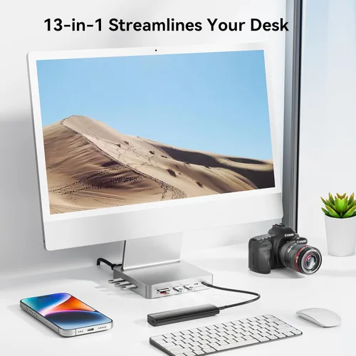 Vista 9 de Hub USB C de 13 puertos para iMac de 24 pulgadas 2021/2023/2024, accesorios para iMac M1/M3/M4, iMac USB Hub con 5 puertos USB-A y 2 puertos USB-C