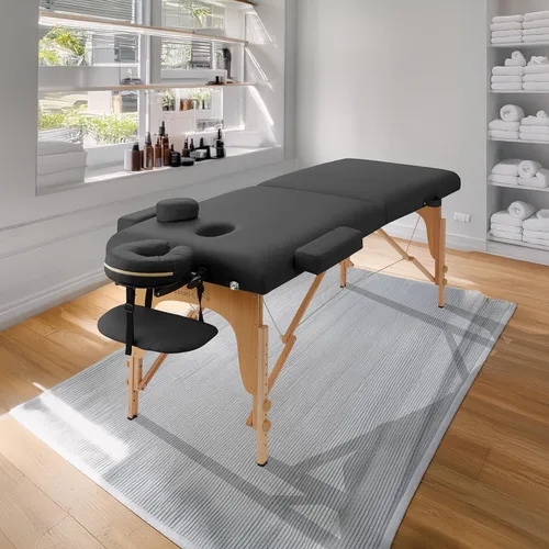 Vista 7 de Saloniture Mesa de masaje plegable de espuma viscoelástica profesional, portátil con funda de transporte, color negro