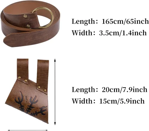 Vista 6 de HiiFeuer Rana de espada medieval con cinturón, funda de espada vikinga, funda de espada renacentista vintage para Ren Faire