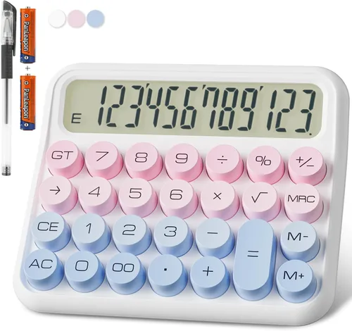 Vista 12 de Calculadora única de batería y solar con memoria de verificación de 120 pasos, 12 dígitos, 2 líneas, extra grande, con botones grandes y pantalla