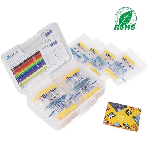 Vista 9 de ELEGOO Surtido de kit de resistencias de 17 valores 1%, 0 Ohm-1M Ohm (paquete de 525) Cumple con RoHS para proyectos electrónicos