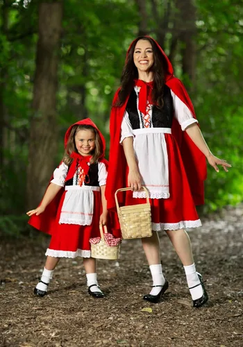 Vista 5 de Disfraz de Caperucita Roja para mujer, vestido de Caperucita Roja y Capa 1X 8X