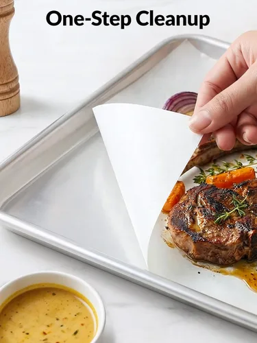 Vista 3 de SMARTAKE - 200 hojas de papel pergamino para hornear, 8x12 pulgadas, antiadherentes, precortadas, adecuadas para hornear, asar, freidora de aire