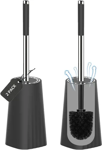 Vista 12 de SetSail Cepillo de Inodoro, Juego de Cepillo de Inodoro de Tamaño Compacto y Soporte para Baño con Mango de Acero Inoxidable, Cepillo Limpiador