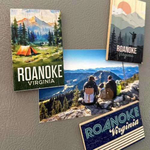 Vista 3 de Tijeras New Mexico Souvenir 2" x 3" Engraved Wooden Fridge Magnet Cactus Desert Design 4 Pack