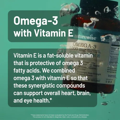Vista 4 de NatureWise [1 aceite de pescado Omega 3 de 1000 mg + vitamina E, capturado en la naturaleza, 60 cápsulas blandas [suministro de 30 días] + [1]
