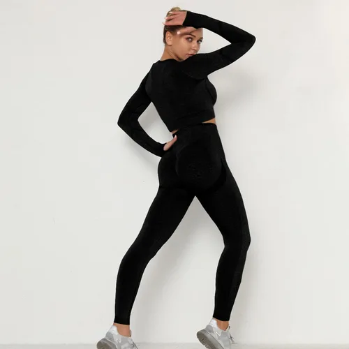 Vista 6 de Lu's Chic Conjunto corto de dos piezas para mujer, conjunto de yoga y entrenamiento de cintura alta
