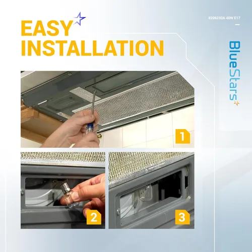 Vista 5 de BlueStars - Paquete de 6 bombillas para microondas Whirlpool 8206232A Kei 125V 40W E17 de base intermedia - Compatible con microondas Whirlpool bajo
