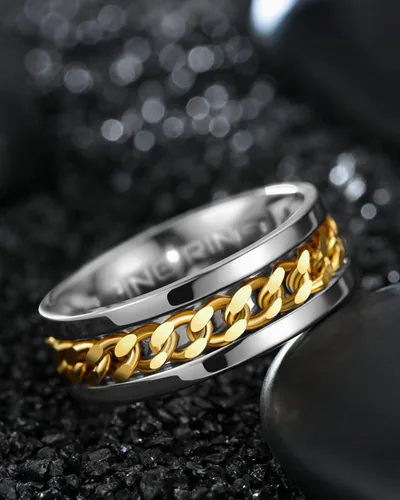 Vista 4 de King Ring 8mm Spinner Ring Fidget Ring for Men & Women Designed in USA