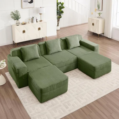 Vista 32 de Modular 2 Seat L Shape Sectional Boneless Sofa, Cloud Sectional Couch with Deep Seat, Modern Modular 2-Seat Sofa Couch with Throw Pillows and 1