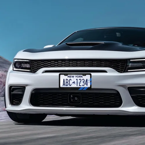 Vista 3 de YOSRTER 2 marcos de matrícula de aluminio para accesorios Dodge, marco de cubierta de matrícula, cubierta de matrícula mate, decoración delantera