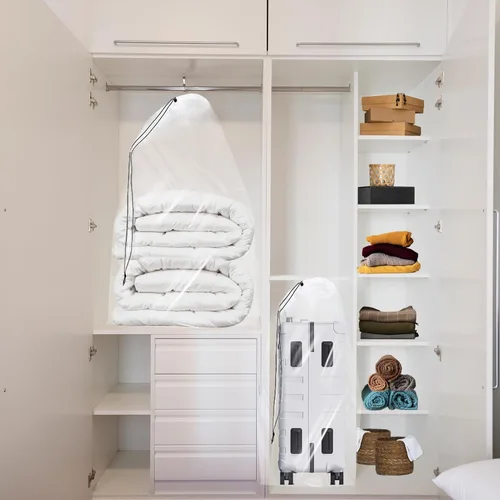 Vista 6 de Bolsas de plástico transparentes extragrandes con cordón de 157x79 cm, 3 paquetes (4 milímetros), bolsa de almacenamiento reutilizable a prueba