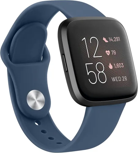 Vista 22 de AK Correas de silicona compatibles con Fitbit Versa 2, correas clásicas suaves de repuesto para reloj inteligente Fitbit Versa (azul abismo)