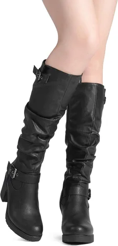 Vista 2 de Dream Pairs - Botas a la rodilla de tacón grueso para mujer