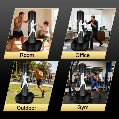 Vista 7 de Punching Bag for Adults, 70" Boxing Bag with Stand, Freestanding Heavy Bag with Boxing Gloves, Reflex Ball Set, Kickboxing Bag Training Equipment