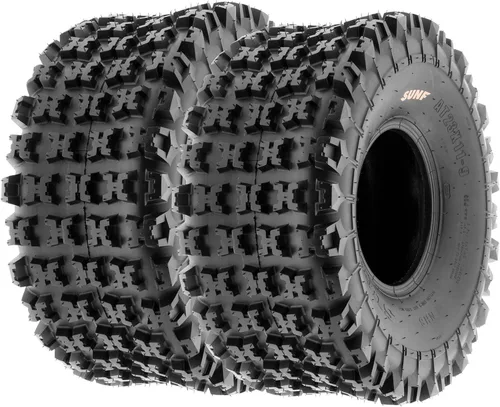 Vista 3 de SunF XC 19x7-8 delanteros y 18x10.5-8 traseros neumáticos knobby para ATV UTV, 6 PR sin cámara A027, juego de 4