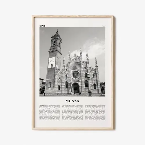 Impresión de Monza en blanco y negro, arte de pared de Monza, póster de Monza, foto de Monza, decoración de pared de Monza, mapa de Monza, Italia